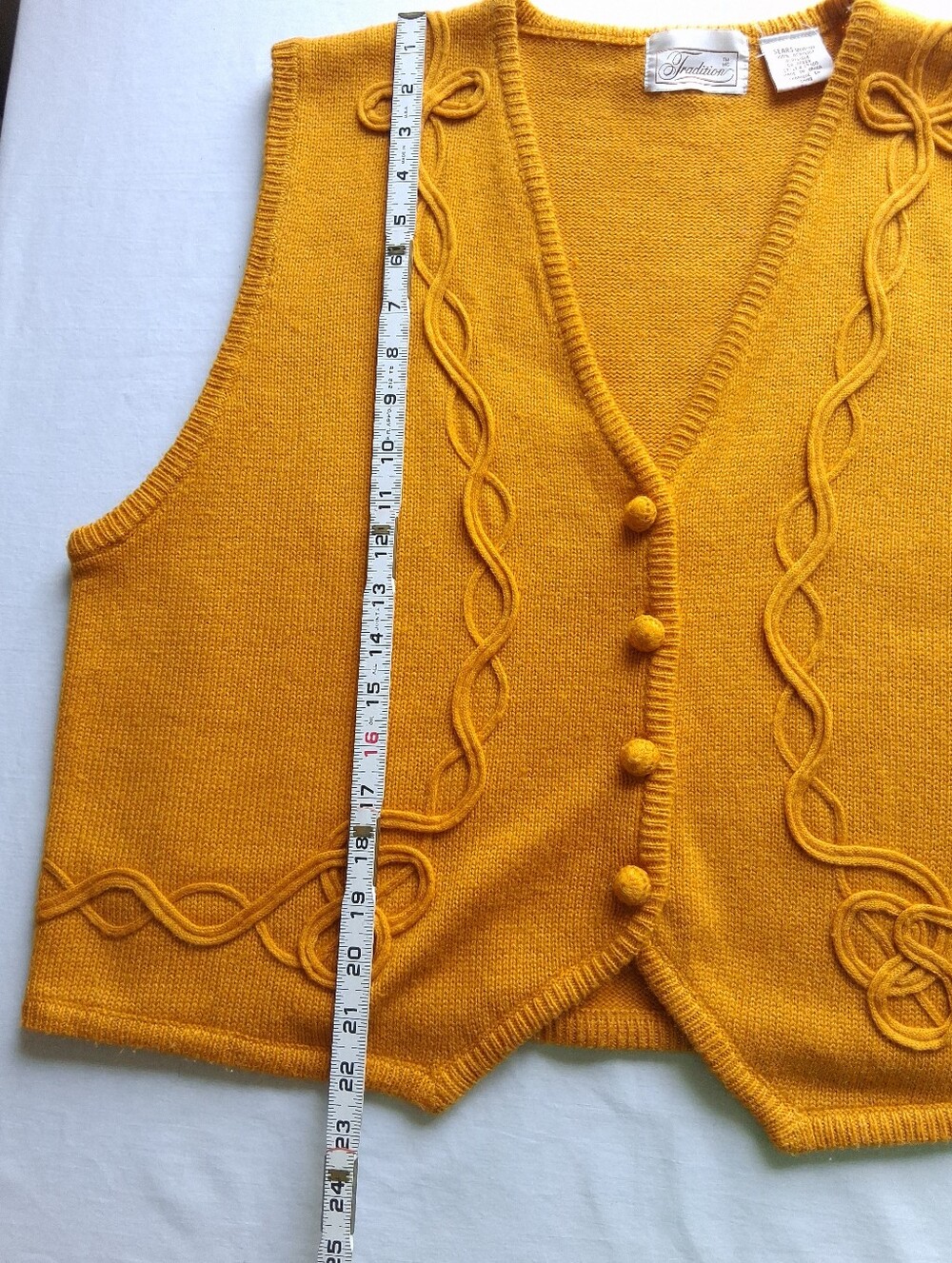 Vintage Sweater Vest Knit Yellow retro women’s size 12 - Picture 5 of 14